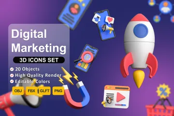 デジタルマーケティング 3D Iconパック