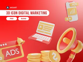 Digital Marketing Ads 3D Icon Pack