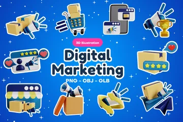Sammlung digitaler Marketingsymbole 3D Icon Pack