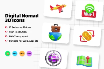 Digitaler Nomade 3D Icon Pack