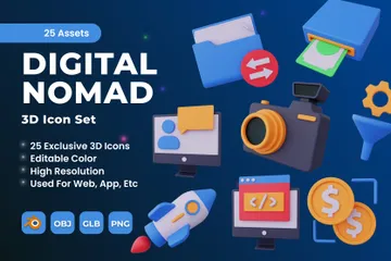 Digital Nomad 3D Icon Pack