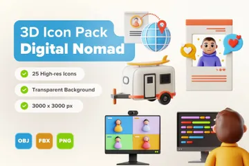 Digital Nomad 3D Icon Pack