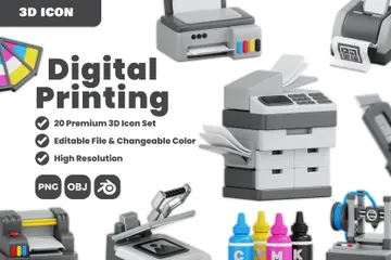 Digital Printing 3D Icon Pack