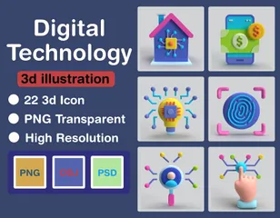 디지털 기술 3D Icon 팩