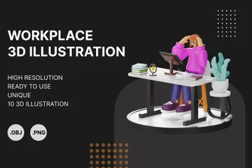 Digital Workstation Poses 3D Illustration Pack