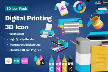 Digitales Drucken 3D Icon Pack