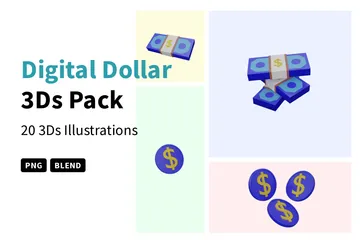 Digitaler Dollar 3D Icon Pack