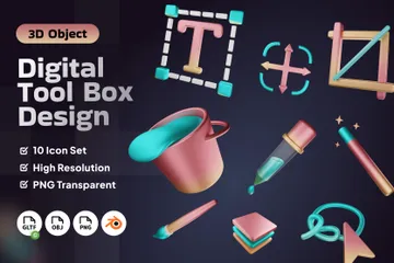 Digitales Werkzeugkastendesign 3D Icon Pack