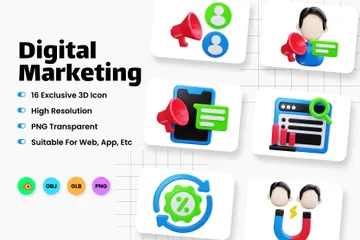 Digitales Marketing 3D Icon Pack