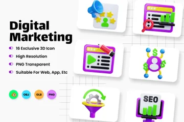 Digitales Marketing 3D Icon Pack