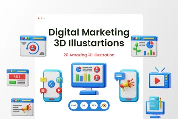 Digitales Marketing 3D Illustration Pack