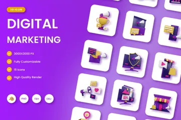 Digitales Marketing 3D Icon Pack