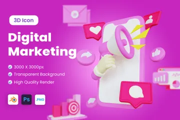 Digitales Marketing 3D Icon Pack