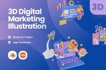 Digitales Marketing 3D Illustration Pack