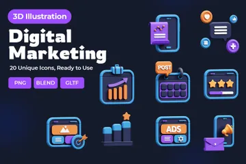 Digitales Marketing 3D Icon Pack