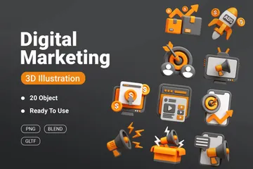Digitales Marketing 3D Icon Pack