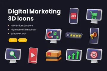 Digitales Marketing 3D Icon Pack