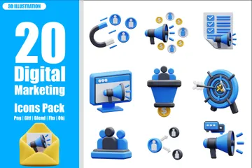 Digitales Marketing 3D Icon Pack