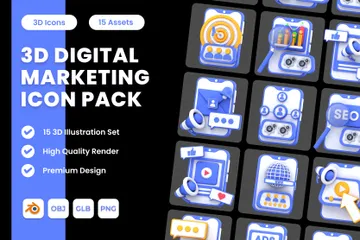 Digitales Marketing 3D Icon Pack