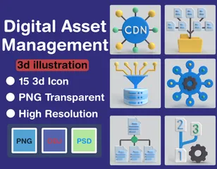 Digitales Asset-Management 3D Icon Pack