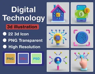 Digitale Technologie 3D Icon Pack