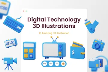 Digitale Technologie 3D Illustration Pack