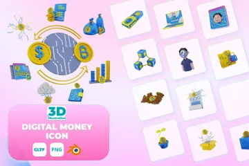 Dinero digital Paquete de Icon 3D