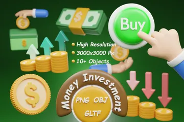 Inversión de dinero Paquete de Icon 3D