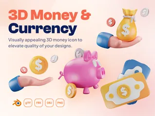 Dinero y moneda Paquete de Icon 3D