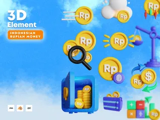Dinero de la rupia indonesia Paquete de Icon 3D