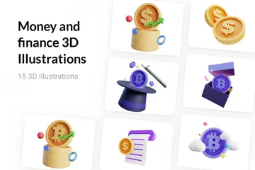 Dinero y finanzas Paquete de Illustration 3D