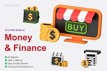 Dinero y finanzas Paquete de Icon 3D