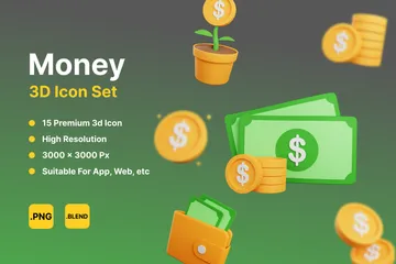 Dinheiro Pacote de Icon 3D