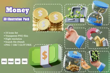 Dinheiro Pacote de Icon 3D