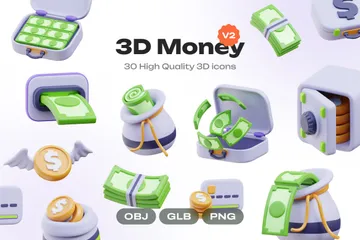 Dinheiro 3D Vol. 2 Pacote de Icon 3D