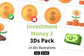 Dinheiro de investimento 2 Pacote de Icon 3D