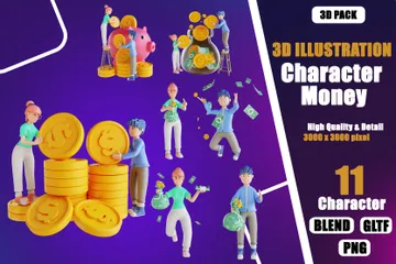 Dinheiro do personagem Pacote de Illustration 3D