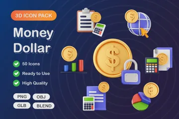 Dinheiro dólar 3D Icon Pack