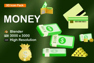 Dinheiro e dinheiro Pacote de Icon 3D