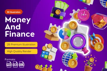 Dinheiro e finanças Pacote de Icon 3D