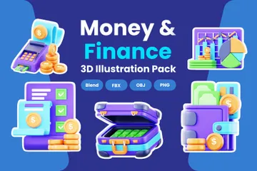 Dinheiro e finanças Pacote de Icon 3D