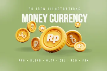Moeda monetária Pacote de Icon 3D