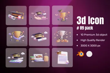 Diplôme universitaire Pack 3D Icon