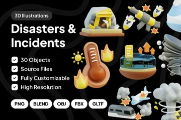 Disasters And Incidents 3D Icon Pack