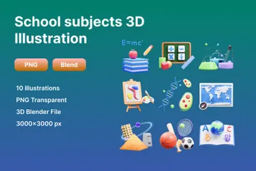 Matérias escolares Pacote de Icon 3D