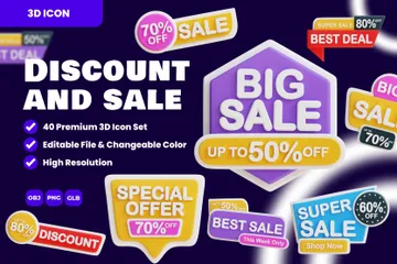 Discount And Sale Badge 3D Icon Pack