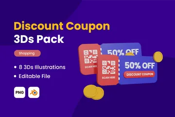 Discount Coupon 3D Icon Pack