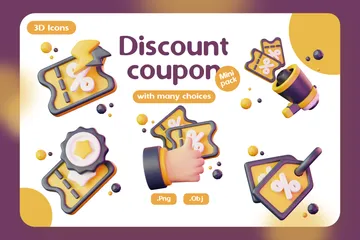 Discount Coupon 3D Icon Pack