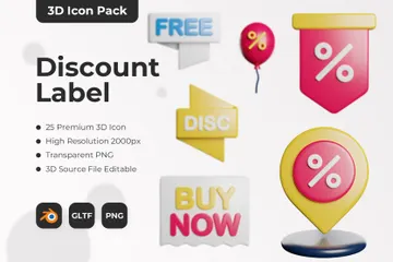Discount Label 3D Icon Pack
