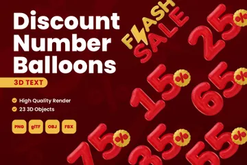 Discount Number Balloons 3D Icon Pack